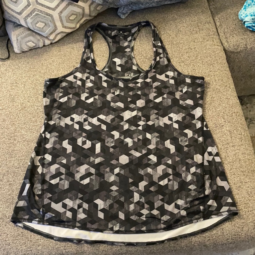 Athleta Black and Gray Geometric Tank Top